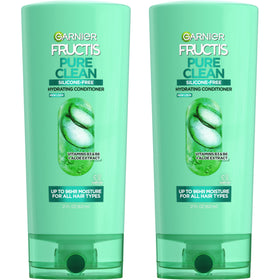 Garnier Fructis front packaging showing 21 fl oz bottle and recyclable label benefit