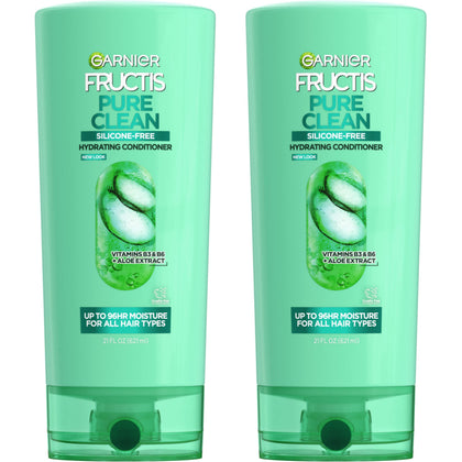 Garnier Fructis front packaging showing 21 fl oz bottle and recyclable label benefit