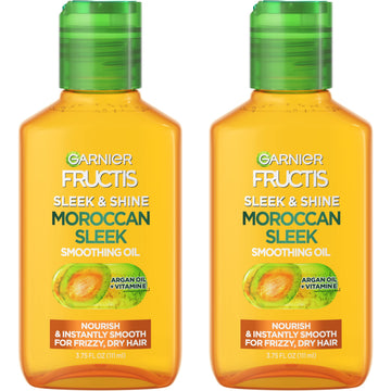 Garnier Fructis front bottle showing label and benefits for sleek hair