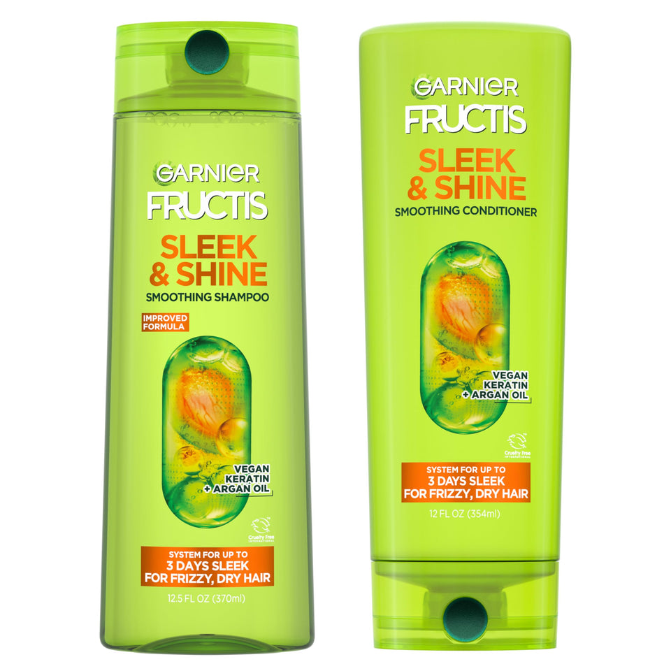 Garnier Fructis front packaging showing set and benefits for smoother hair