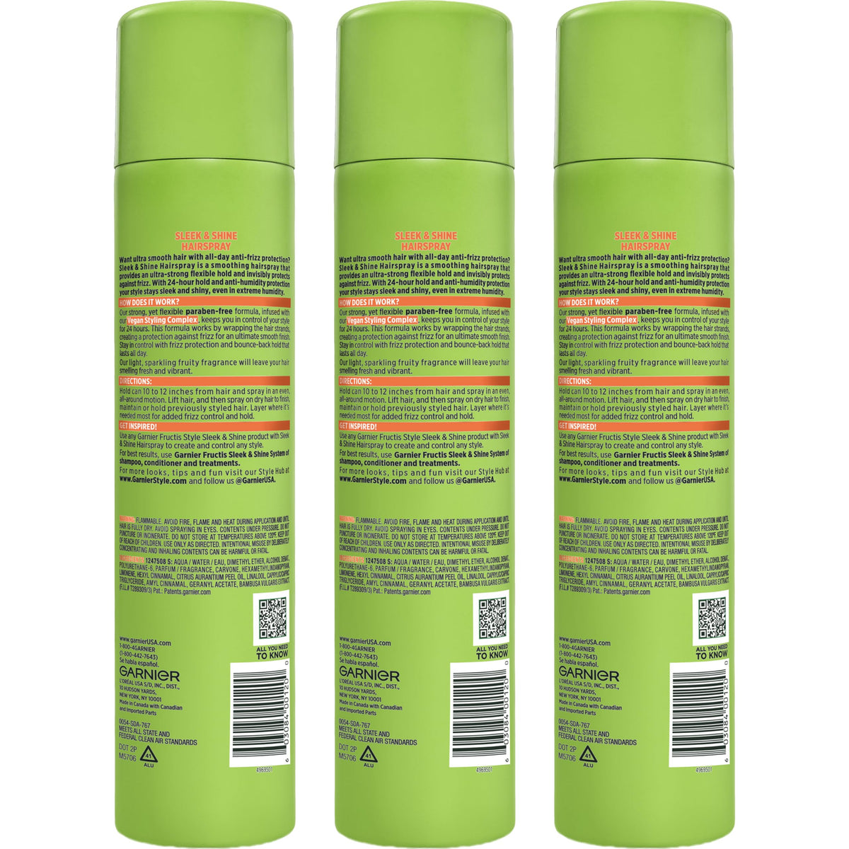 Garnier Fructis three-pack boxed set showing value and multiple-can convenience