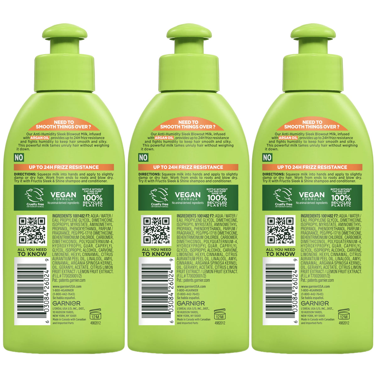 Garnier Fructis three-pack boxing image showing value and packaging variation