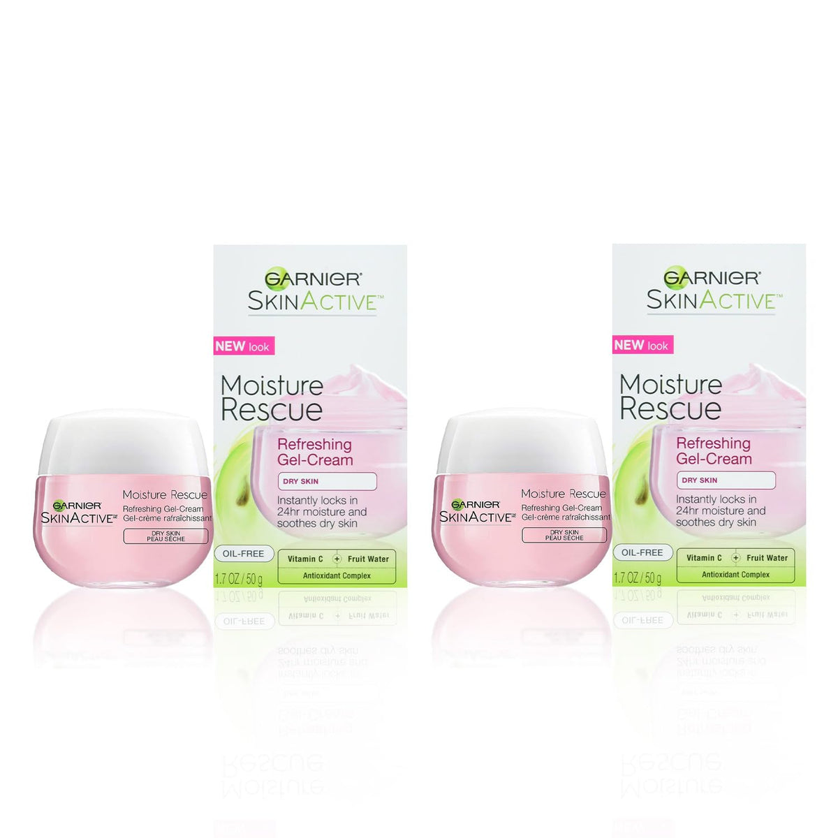 Garnier front packaging showing two 1.7 oz tubs and product labeling benefits