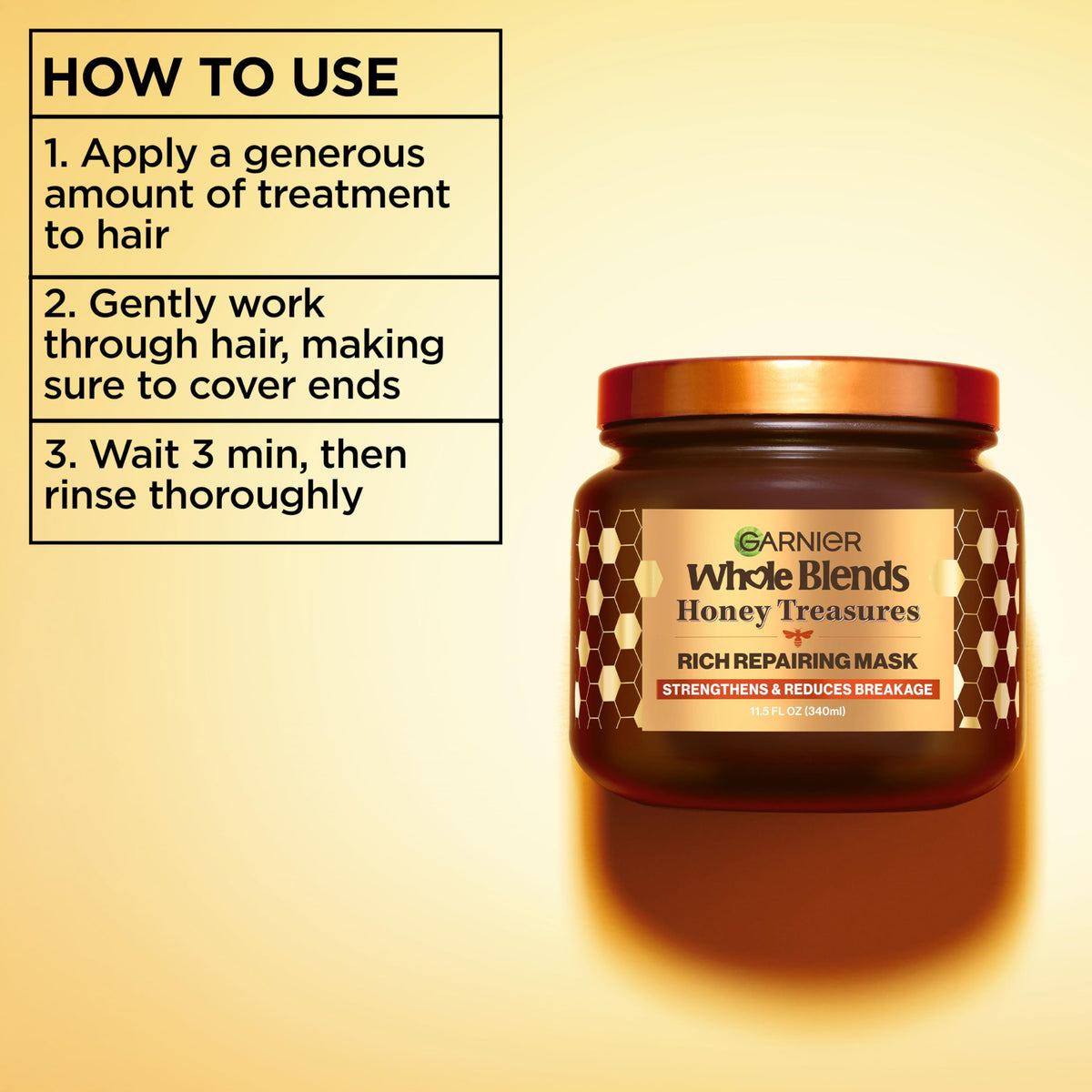 Garnier mask being applied to mid-lengths showing intensive treatment benefit