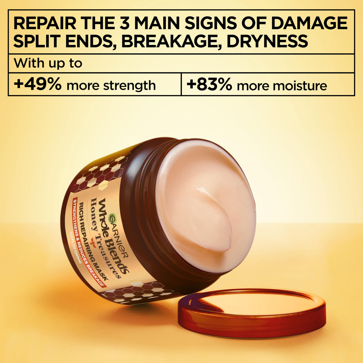 Garnier whole blends honey propolis royal jelly close-up showing natural extracts