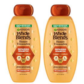 Garnier honey treasures front packaging showing two 22 ounce bottles for value