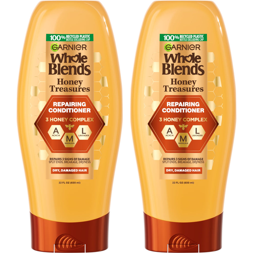 Garnier front packaging showing honey treasures conditioner benefits