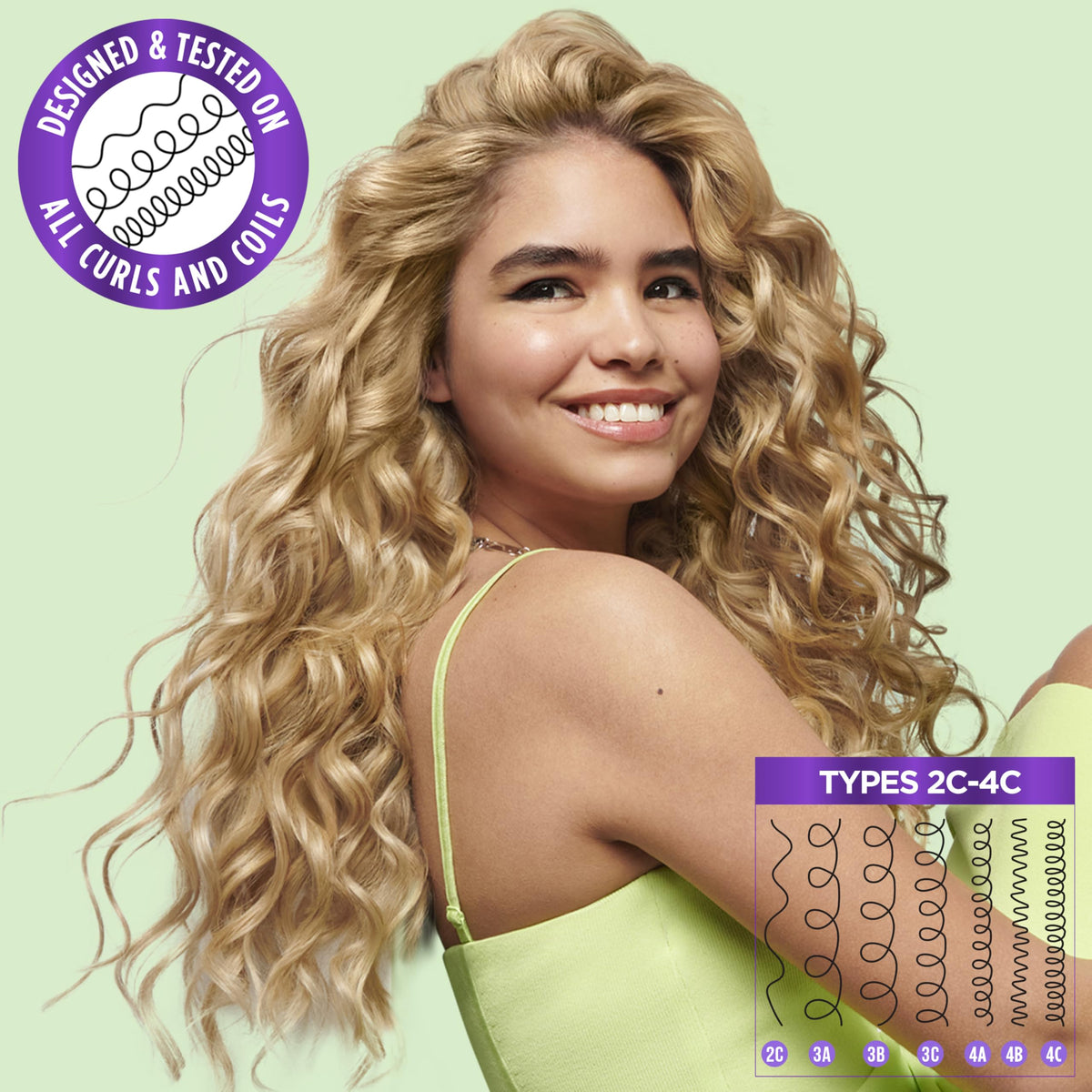 Garnier shampoo and mask applied to wet curls demonstrating in-shower routine
