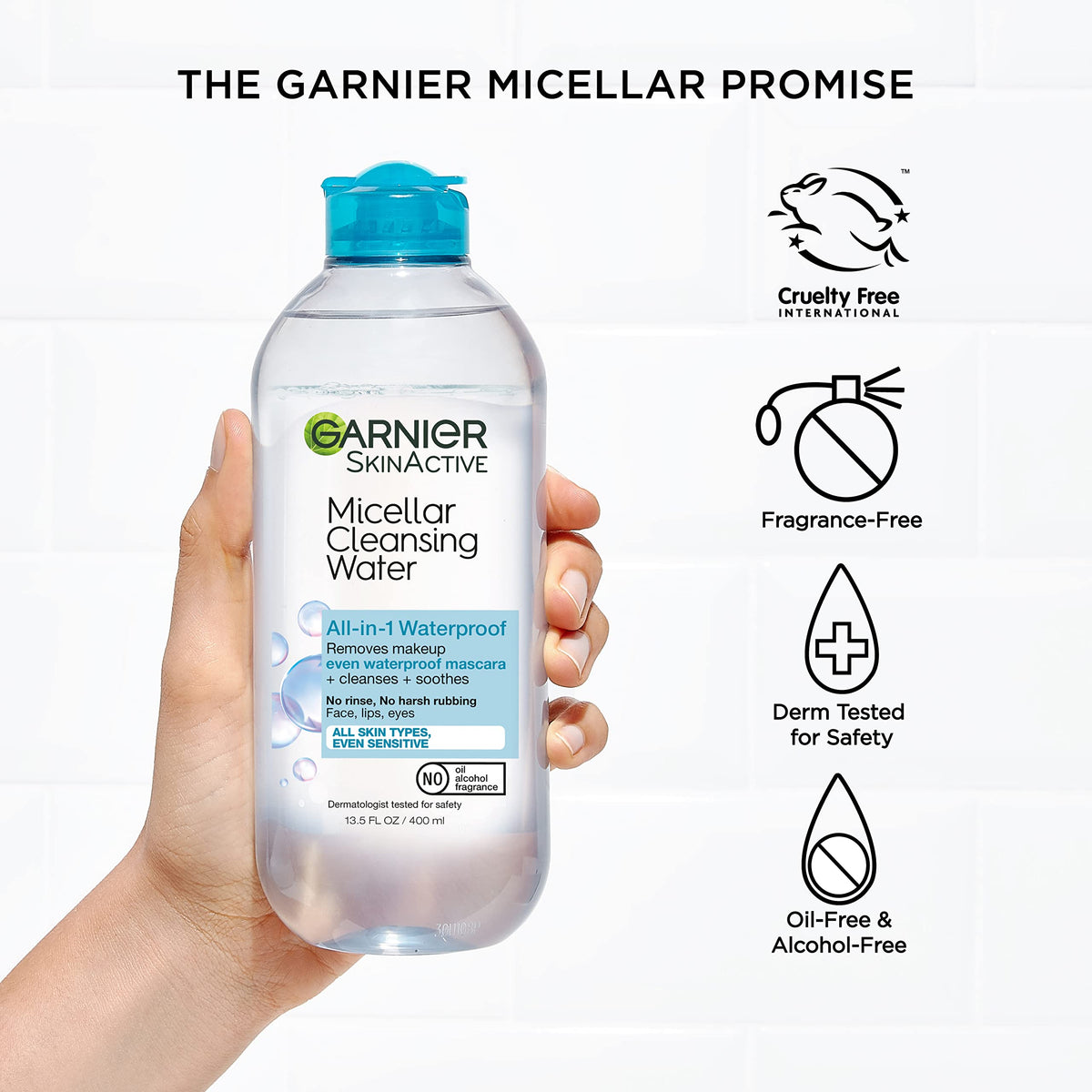 Garnier label showing vegan and paraben-free certifications for reassuring ingredient benefits