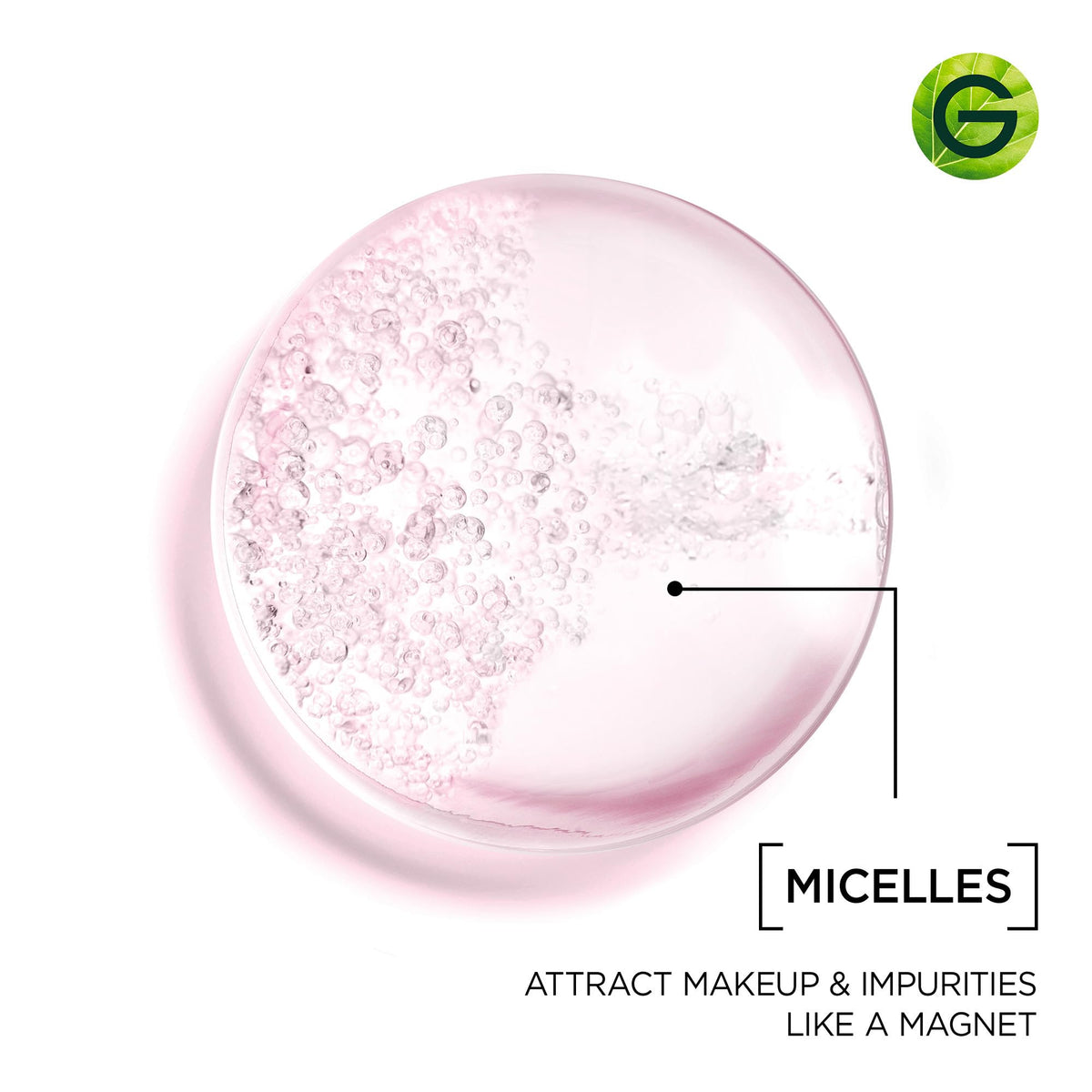 Garnier liquid on cotton pad close-up demonstrating gentle removal