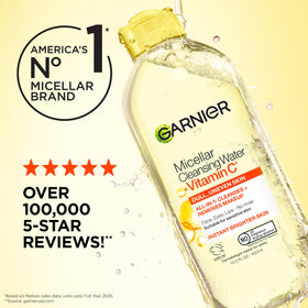Garnier bottle on bathroom counter showing everyday skincare integration