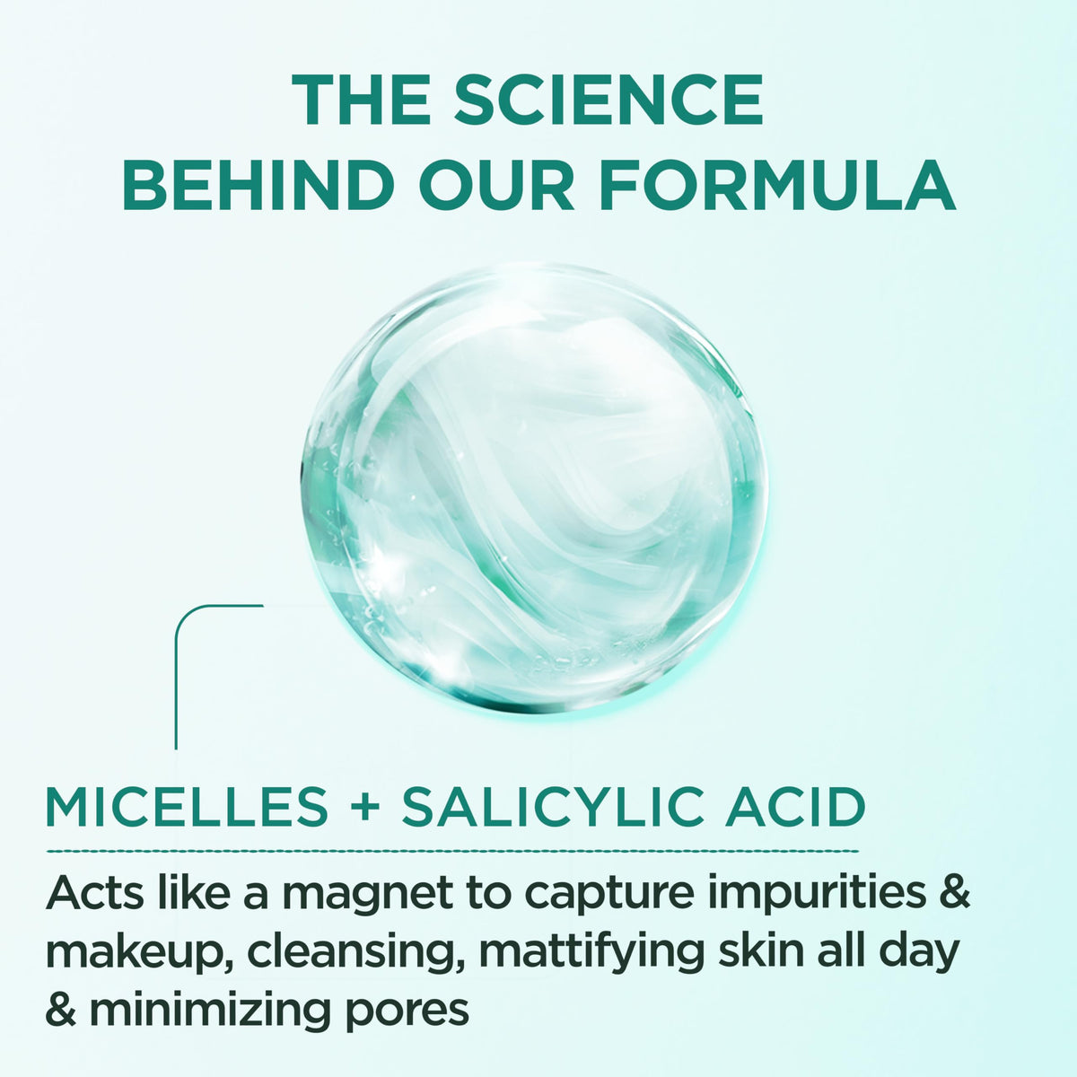 Garnier micellar closeup drop highlights lightweight, non-oily texture that removes makeup gently
