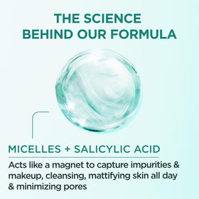 Garnier micellar closeup drop highlights lightweight, non-oily texture that removes makeup gently