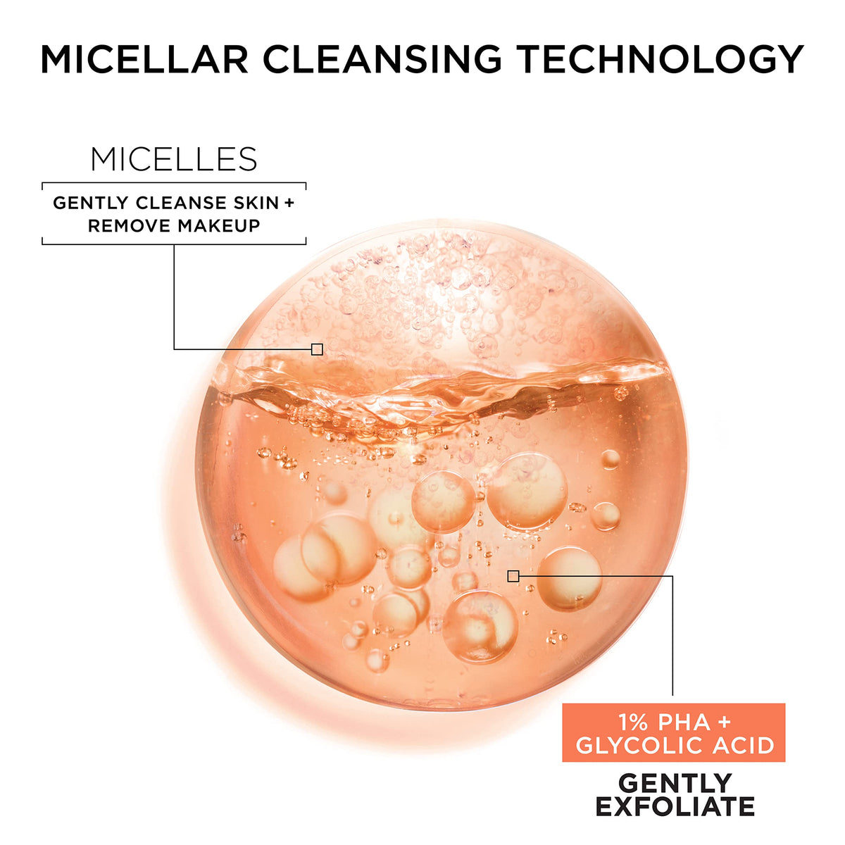 Garnier clear micellar texture on cotton pad showing gentle exfoliation