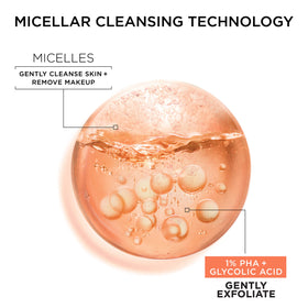 Garnier clear micellar texture on cotton pad showing gentle exfoliation