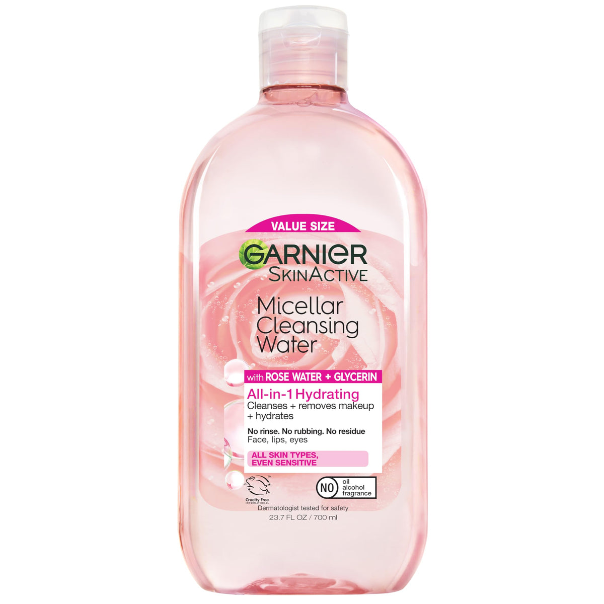 Garnier micellar front bottle showing label and size benefit gentle cleansing
