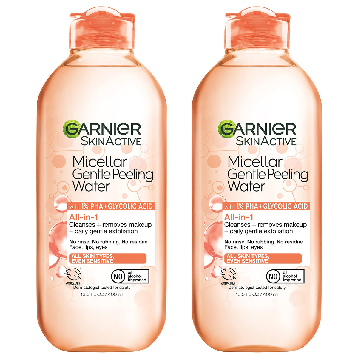 Garnier bottle front label showing product name and key acids