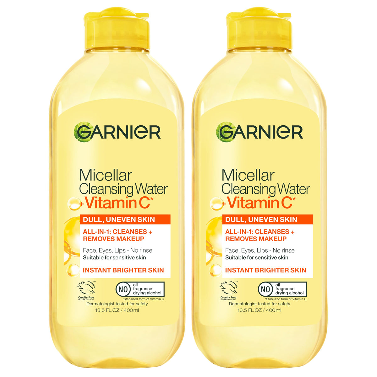 Garnier front packaging showing brightening micellar water benefits
