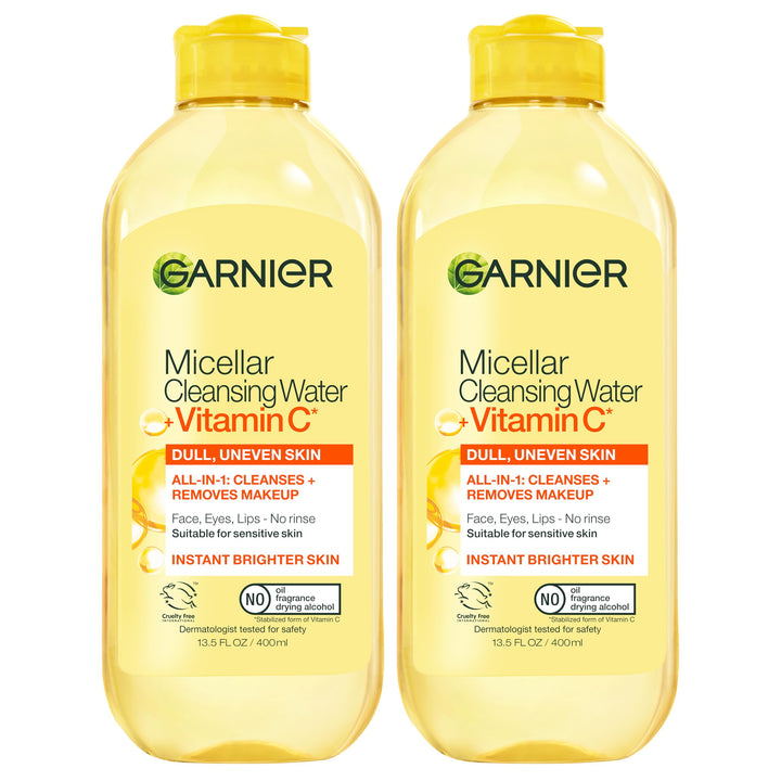 Garnier front packaging showing brightening micellar water benefits
