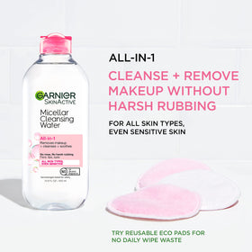 Garnier close-up of clear micellar water texture highlighting gentle cleansing