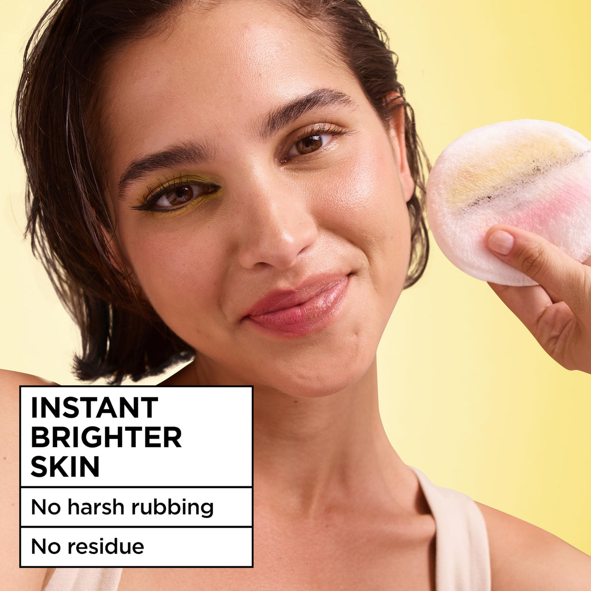 Garnier texture on cotton pad showing effective gentle makeup removal