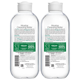 Garnier micellar two bottle packshot showing the double pack for long-term supply and savings