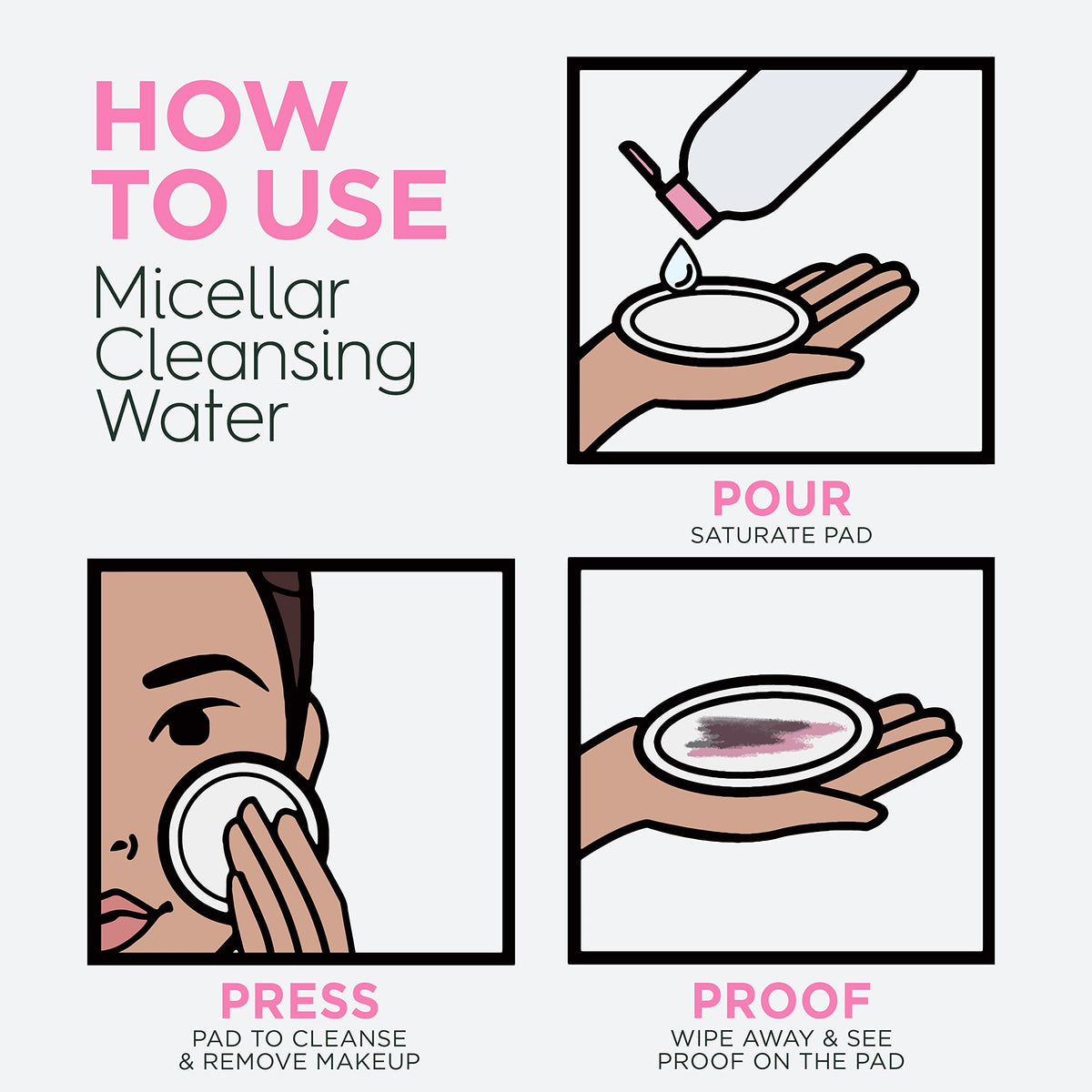 Garnier micellar water applied to a cotton pad for easy makeup removal