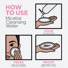 Garnier micellar water applied to a cotton pad for easy makeup removal