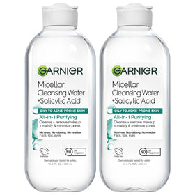Garnier micellar water front packaging shows bottle and label for easy identification and quick use