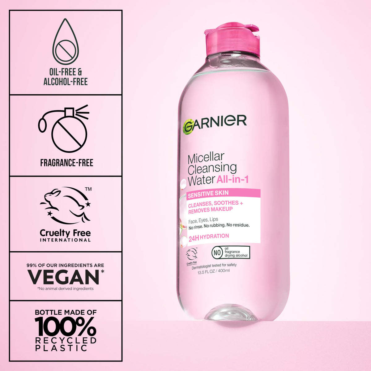 Person using Garnier micellar water to remove makeup gently and quickly
