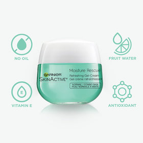 Garnier Moisture Rescue gel-cream texture close-up highlighting lightweight hydration