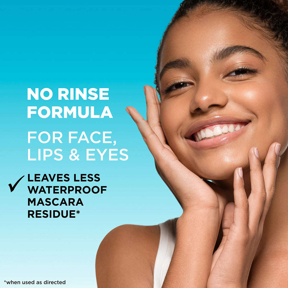 Garnier in-use on cotton pad removing waterproof eye makeup with minimal rubbing benefit