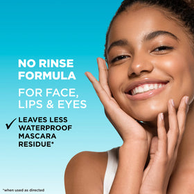Garnier in-use on cotton pad removing waterproof eye makeup with minimal rubbing benefit
