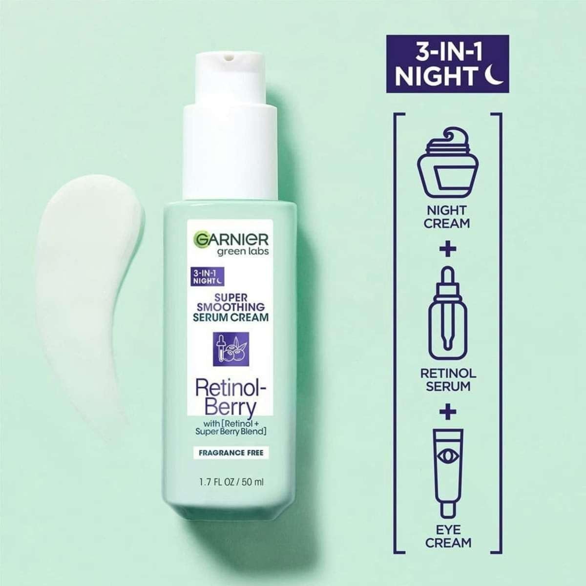 Garnier Green Labs cream texture closeup highlighting smooth, fast absorbent finish