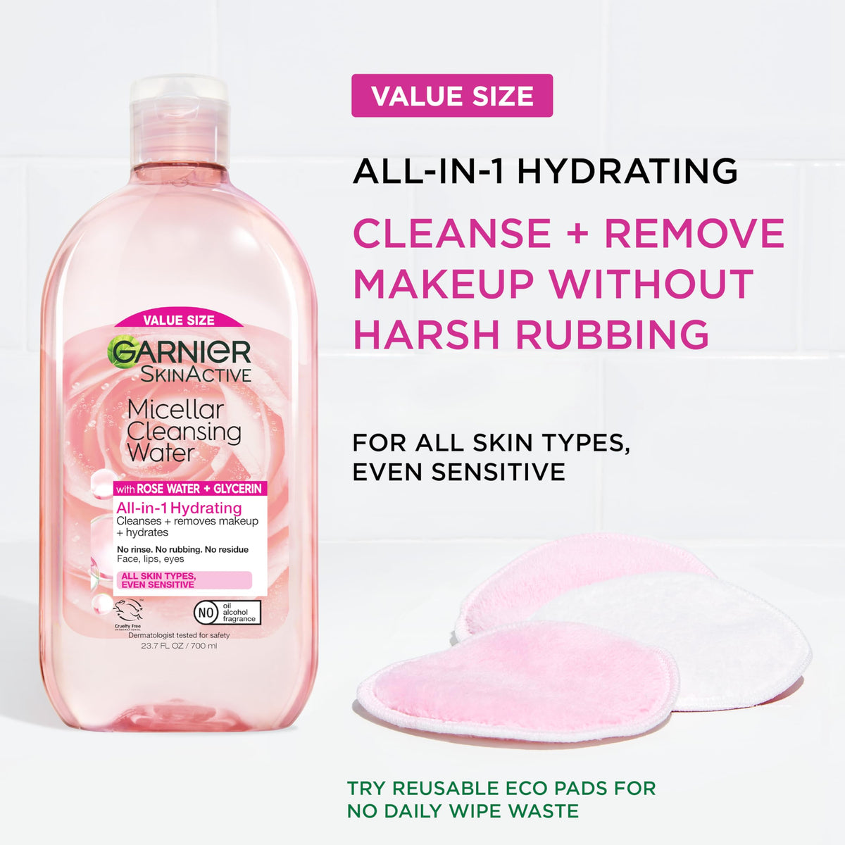 Garnier rose water close-up highlighting botanical ingredient and soothing benefit