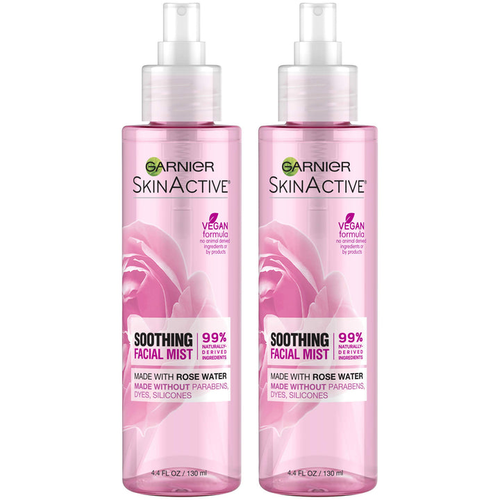 Garnier rose water mist front packaging showing bottle and label for refreshing hydration