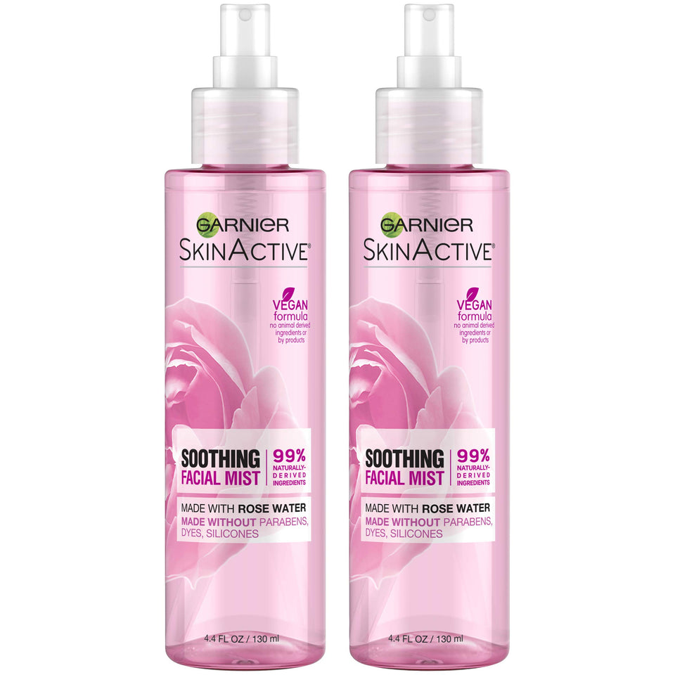 Garnier rose water mist front packaging showing bottle and label for refreshing hydration