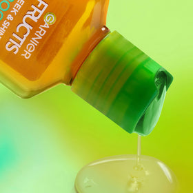 Bathroom shelf with Garnier Sleek & Shine products for coordinated routine