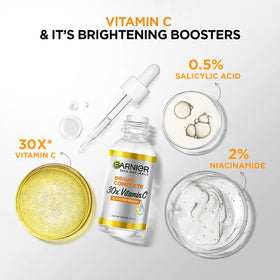 Garnier serum being tapped onto cheek demonstrating easy layering benefit