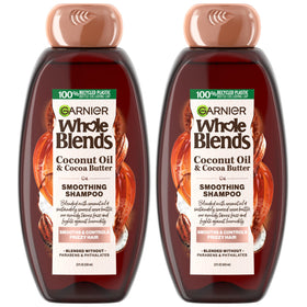 Garnier Whole Blends front packaging showing bottle pair and product benefit