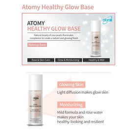 GASHINA STORY Atomy Healthy Glow Base application in hand demonstrates easy blending and coverage