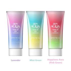 GASHINA STORY Skin Aqua mint green applied on cheek showing color-correction benefit