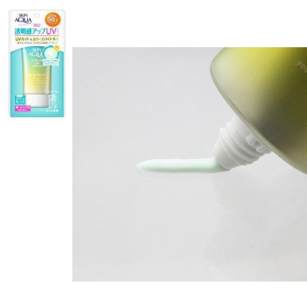GASHINA STORY Skin Aqua mint green essence texture close-up demonstrating smooth spreadability