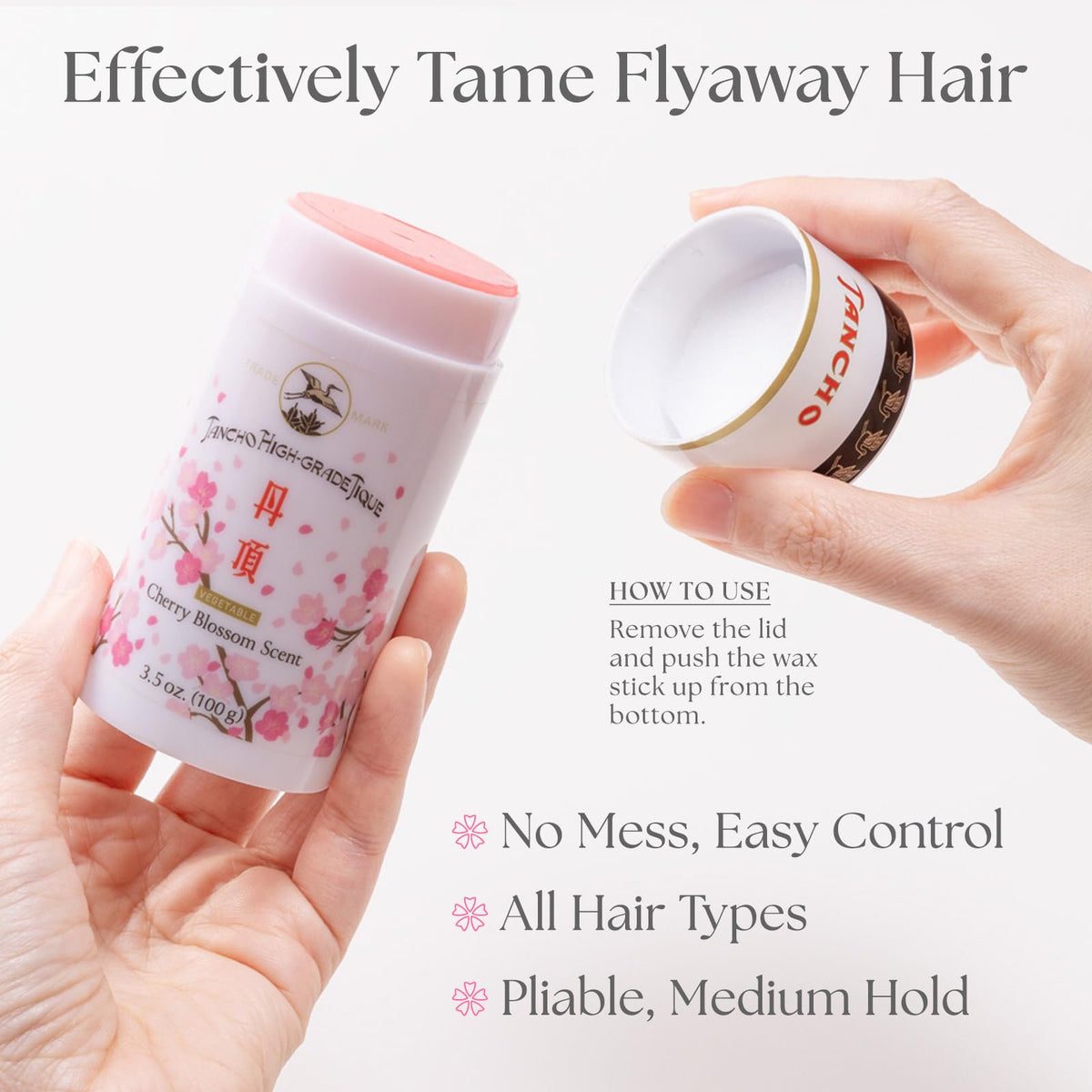 Gatsby Tancho stick opened to show solid pomade for precise application