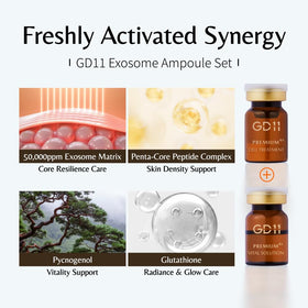 GD11 label focusing on 50,000ppm exosome concentration and ingredient callouts for informed choice