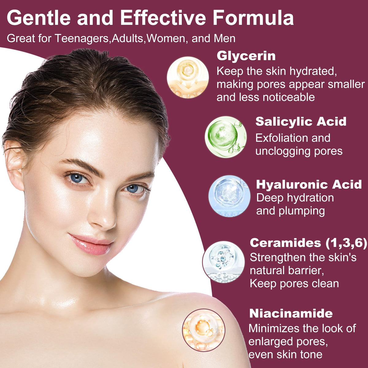 GEBEATY salicylic acid serum dropper highlighting targeted pore treatment