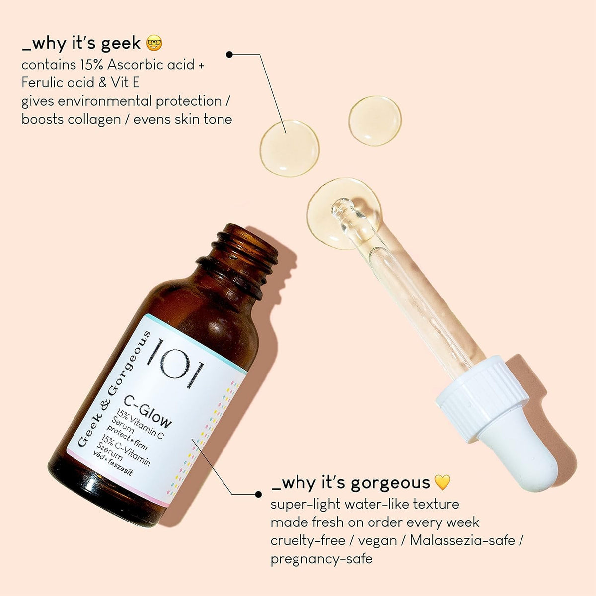 Geek & Gorgeous C-Glow next to a one-ounce scale for clear size reference