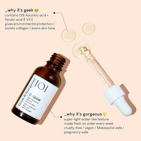 Geek & Gorgeous C-Glow next to a one-ounce scale for clear size reference