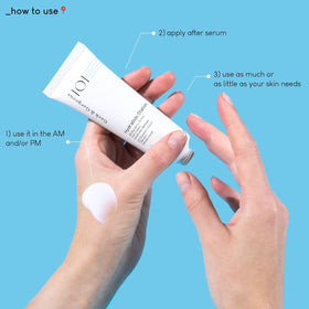 Geek & Gorgeous dispensing product onto fingertip demonstrating easy application and non-greasy finish