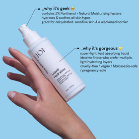 Geek & Gorgeous mist droplets in air illustrating lightweight, fast-absorbing hydration